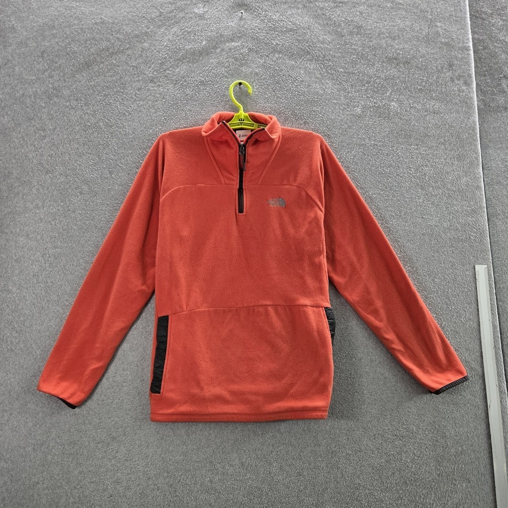 The North Face Women Sweatshirt XL‎ Orange Embroidered Pullover Fleece